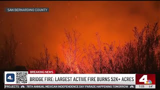 Bridge Fire continues to rage as SoCals largest active wildfire [upl. by Atem]