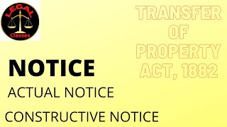 Notice I Transfer of property act 1882 I Actual Notice and Constructive Notice I Sec 3 of TPA [upl. by Margret]