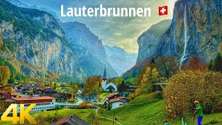 Lauterbrunnen Switzerland walking tour 4K 60fps  A paradise on Earth [upl. by Verity]