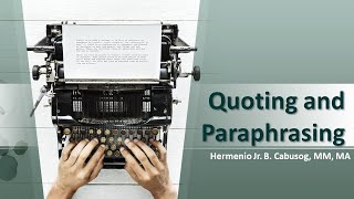 Guide to Quoting amp Paraphrasing Literatures [upl. by Myrwyn535]