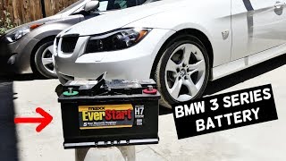 BMW E91 BATTERY REPLACEMENT E90 E92 E93 325i 328i 330i 335i 335d 325xi 328xi [upl. by Ahsart]