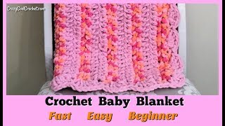 Easy Crochet Baby Blanket For Beginners [upl. by Dreda]