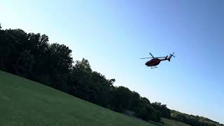 EC145  with Trex 450 mechanics  4 blade rotor head on 6s LIPO [upl. by Nonnahsal]