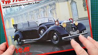 ICM 135 Typ 770K W150 Tourenwagen WW2 German Leaders Car  Kit Review [upl. by Kipper]