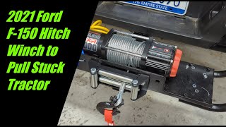 2021 Ford F150 Hitch Winch to Pull out Stuck Tractor [upl. by Jamel]