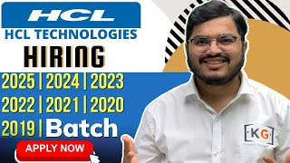 HCL Technologies Hiring 2025 2024 2023 2022 2021 2020 and 2019 Batch  HCL Off Campus Drive  IT Job [upl. by Annmaria]