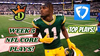 WEEK 5 DRAFTKINGS amp FANDUEL NFL CORE PLAYS [upl. by Etep]