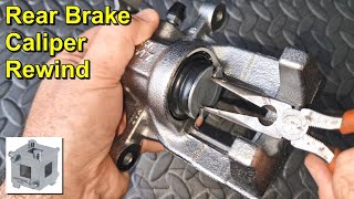 Rear Brake Caliper Piston Rewind  With and Without Special Tools [upl. by Nitsirt896]