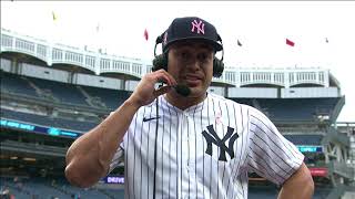 Giancarlo Stantons onfield interview following the Yankees win over the Nationals [upl. by Segroeg]