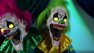 7 5FT Double Trouble Demon Clown Animated Halloween Decoration [upl. by Yenitirb]