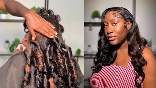 HOW TO CURL YOUR HAIR  barrel curl tutorial  bombshell curls [upl. by Rothschild]