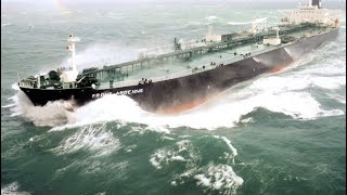 TOP 10 GIANT OIL TANKER SHIPS SAILING ON STRONGEST WAVES IN STORM [upl. by Llevrac]