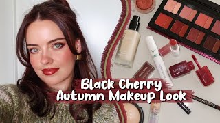 Black Cherry Fall Makeup 🍒  Burgundy toned autumn makeup  Julia Adams [upl. by Ahsyak]