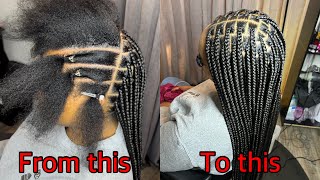 EASY amp NEAT JUMBO BOX BRAIDS elastic band method [upl. by Jessamyn470]