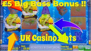 UK Land Based casino slots with an unbelievable £5 Max Bet Big Bass Bonanza Bonus [upl. by Anahsor]