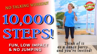 10000 Steps Workout  Fun Low Impact No Jumping Workout  Walk at Home with Improved Health💓 [upl. by Adnara834]