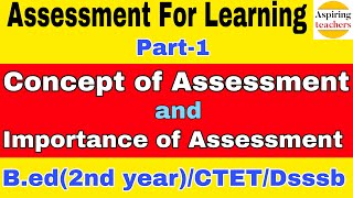 Assessment for learning  Part1 Assessment and importance  Bed 2nd year CTETDSSSBKVSUPTETNVS [upl. by Carpenter]