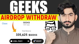 GEEKS Airdrop Withdrawal Process  GEEKS Listing  Geeks Withdrawal [upl. by Wollis]