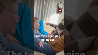 The twins ganging up on dad 🤪 twins funny cute cutebaby baby family dad [upl. by Ahsoyem]