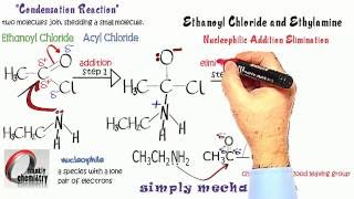 Simply Mechanisms 7d Nucleophilic Addition Elimination Ethanoyl Chloride amp Ethylamine [upl. by Eixel]