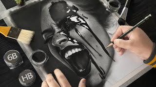 Drawing Hyper Realistic WET Face Portrait [upl. by Frasier]