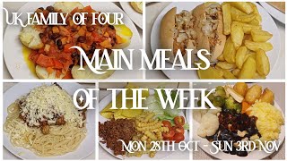 Main meals of the week  UK family of four  Mon 28th Oct  Sun 3rd Nov [upl. by Obnukotalo135]