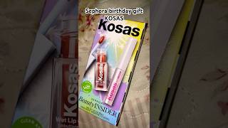 Sephora Birthday gift  sample  Kosas kit makeup sephora lipstick gloss batom maquiagem [upl. by Ahsiem]