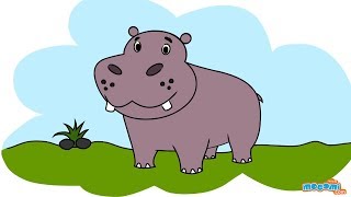 How to Draw a Hippo  Step By Step Drawing for Kids  Educational Videos by Mocomi [upl. by Kremer392]