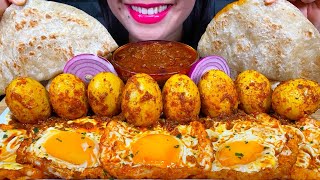 ASMR SPICY EGG CURRY ONION PARATHA MUKBANG MASSIVE Eating Sounds [upl. by Harrell]