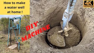 Homemade water well drill rig machine  how to make a water well at home DIY  4K [upl. by Hamner]