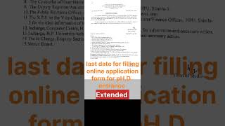 PhD application form filling date extended l HPU l Online application form date increased [upl. by Adolpho]