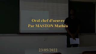 Chef d’œuvre  Oral Bac Pro [upl. by Britte]