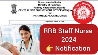 railway staff nurse recruitment  rrb staff nurse recruitment 2024 [upl. by Knobloch]