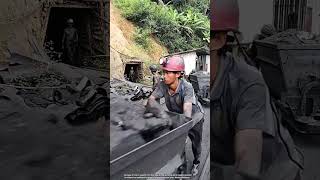 Transportation of coal in wagons miners work in an underground mine [upl. by Nowed]