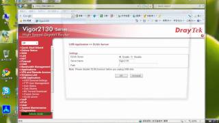 DrayTek Vigor2130 USB Application  DLNA [upl. by Ahseekal]