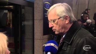 Luxembourg PM JeanClaude Juncker arrives at the February 2013 EU Summit Council [upl. by Halilak682]