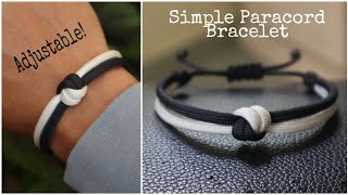 HOW TO MAKE SIMPLE HANDMADE PARACORD BRACELET ADJUSTABLE PARACORD BRACELET TUTORIAL [upl. by Astrea]