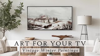 Vintage Winter Paintings Art For Your TV  Winter Slideshow For Your TV  Winter Art Video  4K [upl. by Rizan]