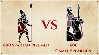 ROME II Total War  800 Spartan Pikemen VS 1600 Camel Spearmen [upl. by Irroc]