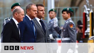 Germany France and Poland meet in Berlin over Ukraine  BBC News [upl. by Aicirt698]