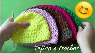 GORROS BASICOS TEJIDOS A CROCHET PASO A PASO EN ESPAÑOL EN TODAS LAS TALLAS [upl. by Ayimat]