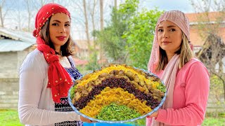 Cooking Persian Jeweled Rice With Fried Chicken in the Village Of IRAN [upl. by Sirahc]