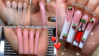 CHERRY FRENCH TIP POLYGEL NAILS🍒 EASY NAIL ART  NAILS BY VIC X YOUR NAIL LAB BOX  Nail Tutorial [upl. by Mukerji]