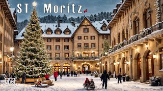 ST MORITZ 🇨🇭🎄❄️A Magical Christmas Evening Walk Tour in St Moritz Switzerland❄️4K 50p [upl. by Dorelle]