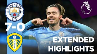 EXTENDED MAN CITY HIGHLIGHTS  Man City 70 Leeds  Foden Grealish De Bruyne Mahrez Stones Ake [upl. by Refinej520]