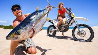 ¡Atún Gigante CAPTURA y COCINA  Una Misión de Pesca en Motocicleta [upl. by Inoue]