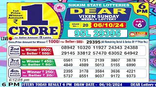 DEAR VIXEN SUNDAY WEEKLY LOTTERY 6 PM DRAW DATE 06102024 DEAR GOVERMENT LOTTERIES LIVE RESULTS [upl. by Akienat364]