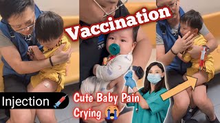 🙄 Injection 💉 On Hip Crying in Hospital Vaccination Cute Baby Health Care [upl. by Kosaka]