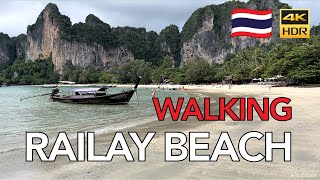 🇹🇭 Railay Beach Krabi Thailand Silent Walking Tour  4K HDR [upl. by Eudo]