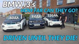 BMW i3 60Ah REX v 94Ah v 120Ah maximum range test Driven until they die convoy comparison [upl. by Chaudoin244]